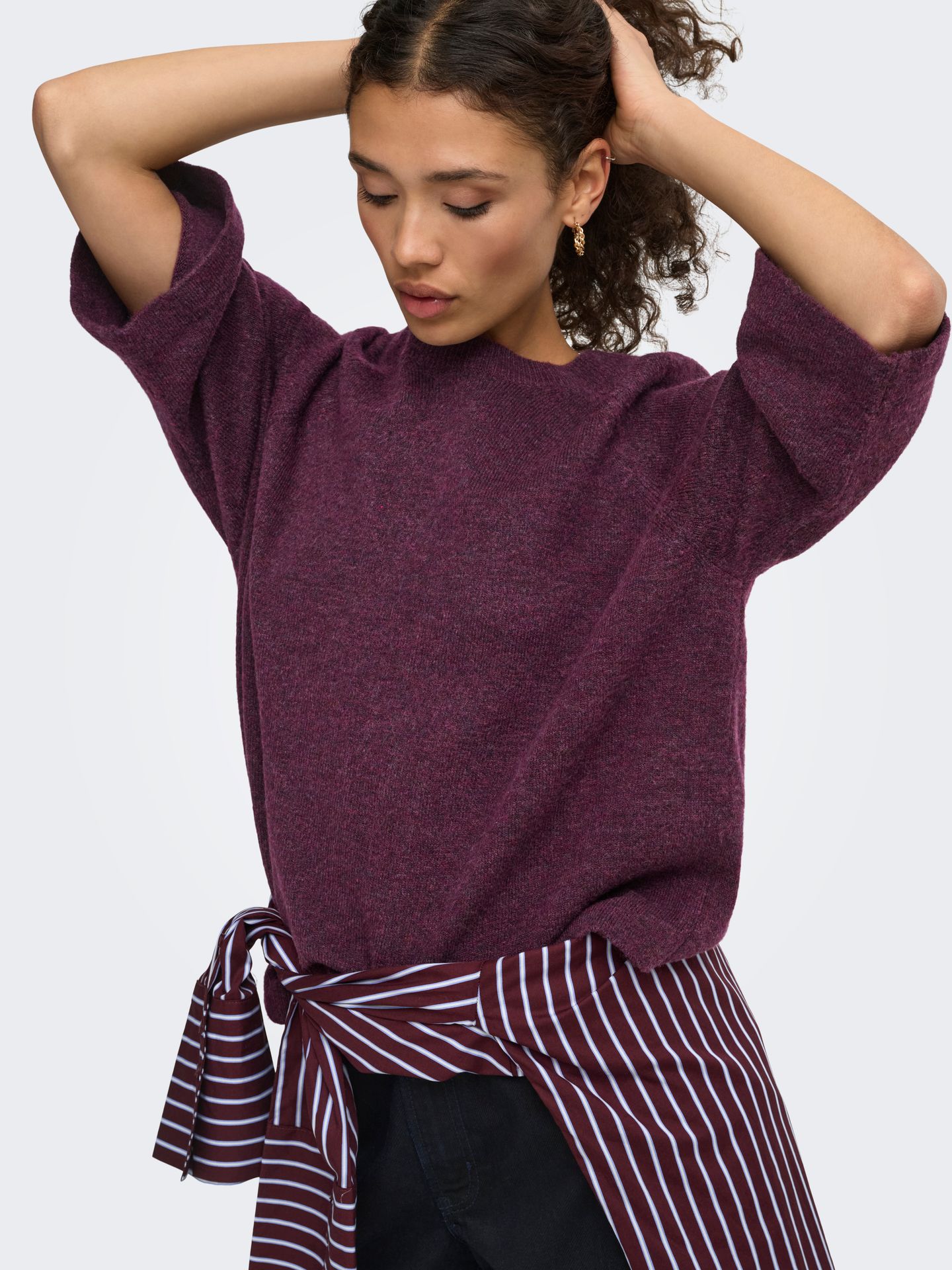 Only ONLSIMONI 3/4 PULLOVER KNT NOOS Mauve Wine/Los Angeles - California 2900168167059