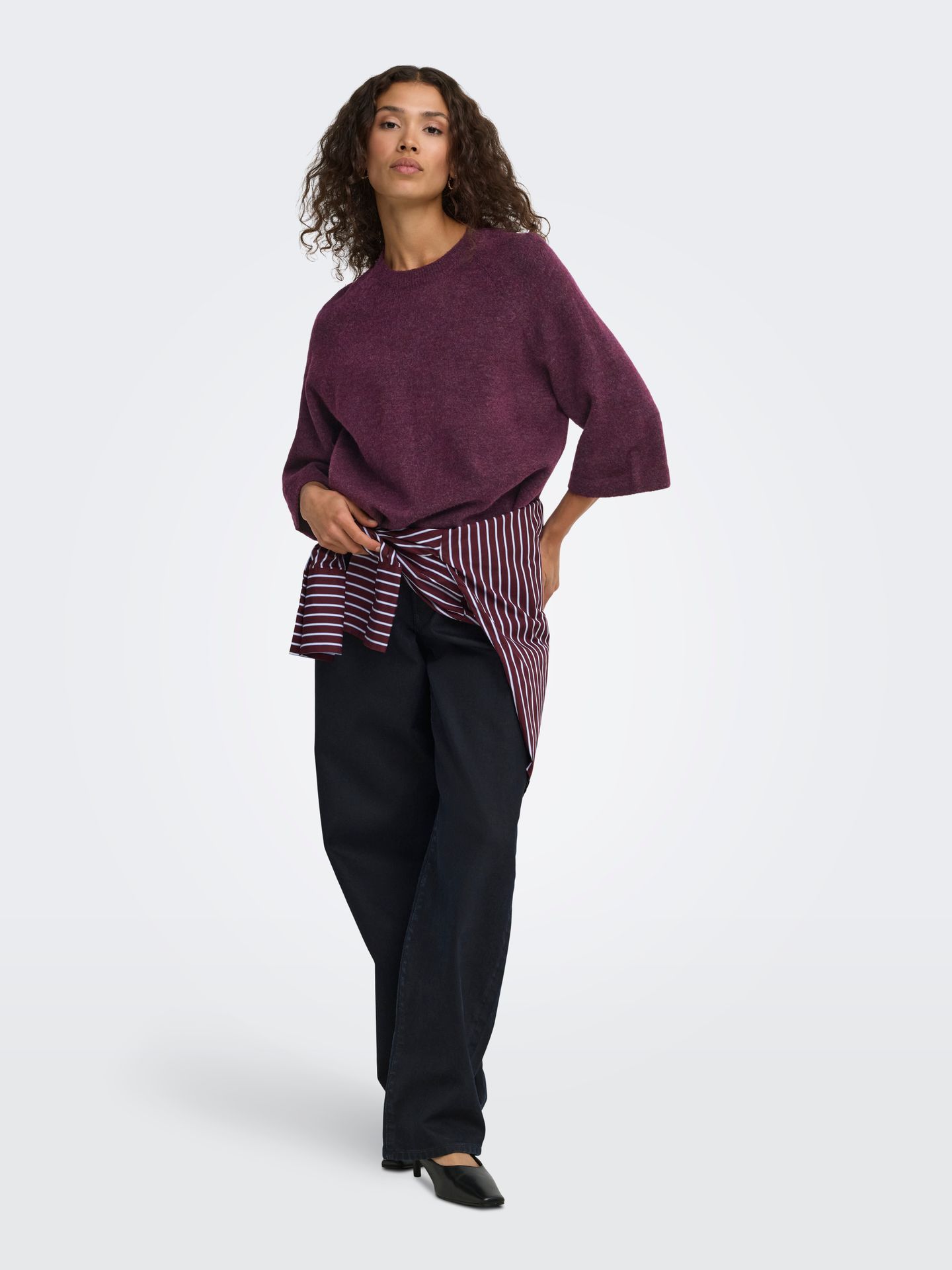 Only ONLSIMONI 3/4 PULLOVER KNT NOOS Mauve Wine/Los Angeles - California 2900168167059