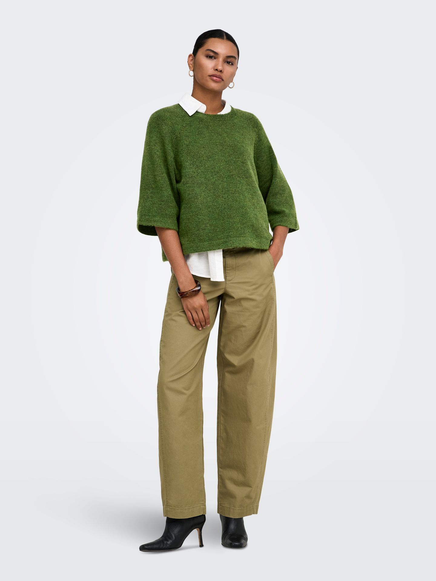 Only ONLSIMONI 3/4 PULLOVER KNT NOOS Forest Night/MELANGE 2900168166052