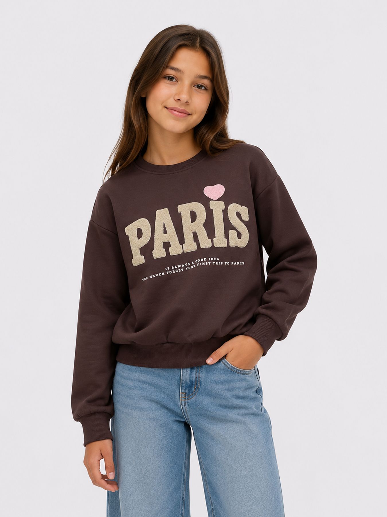 Kids Only KOGNAOMIE LS BOXY O-NECK PRINTED SW Coffee Bean/Paris 00119324-EKA26011400003634