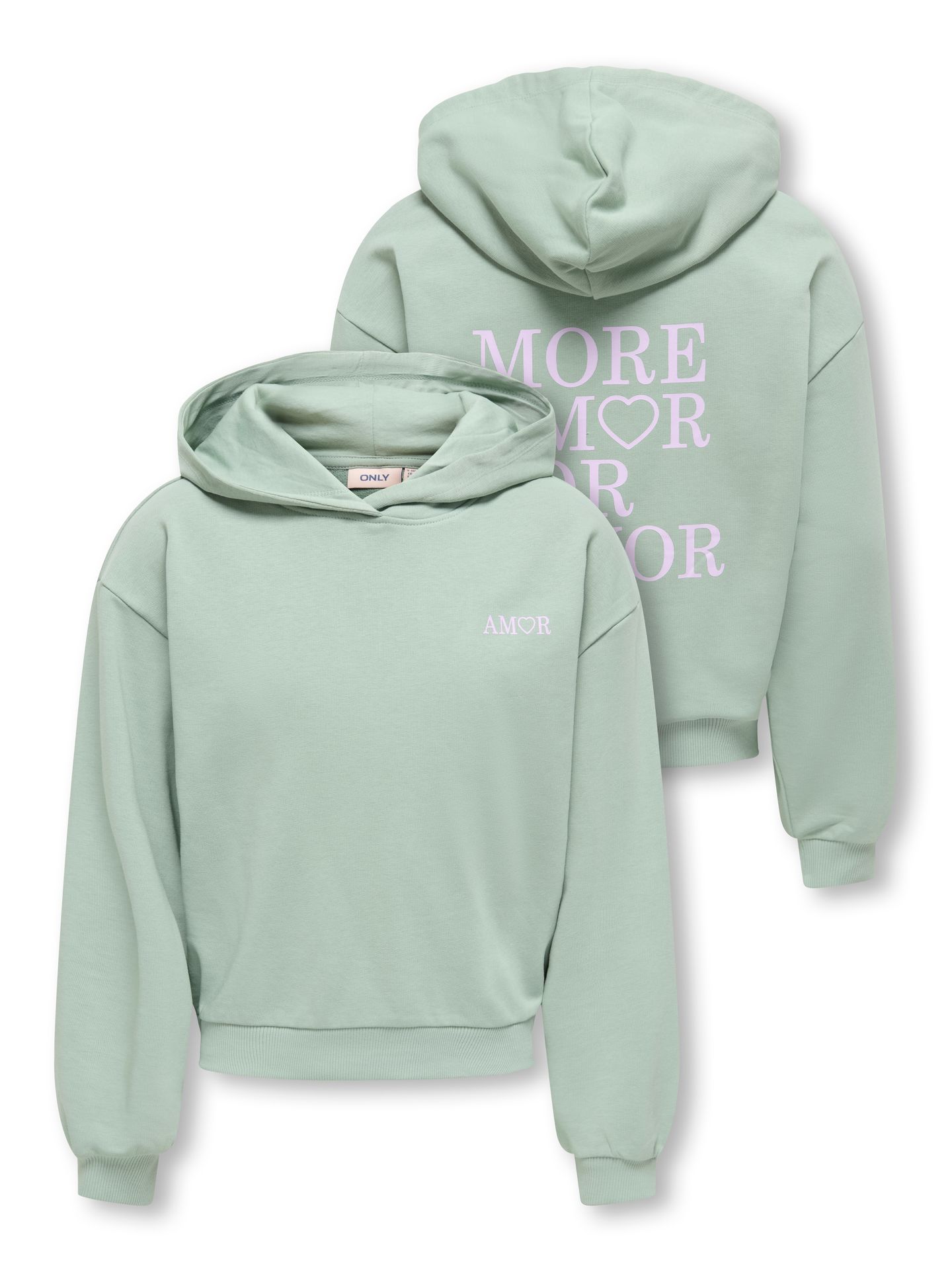 Kids Only KOGSMILE AMOR LIFE L/S HOOD UB OT S Green Milieu/More Amor / Orchid Blo 2900168183028