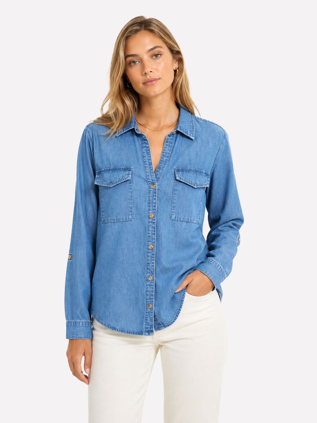 Vero Moda VMBUMPY LS LOOSE POCKET DNM SHIRT N Medium Blue Denim 00119375-EKA26011400000591