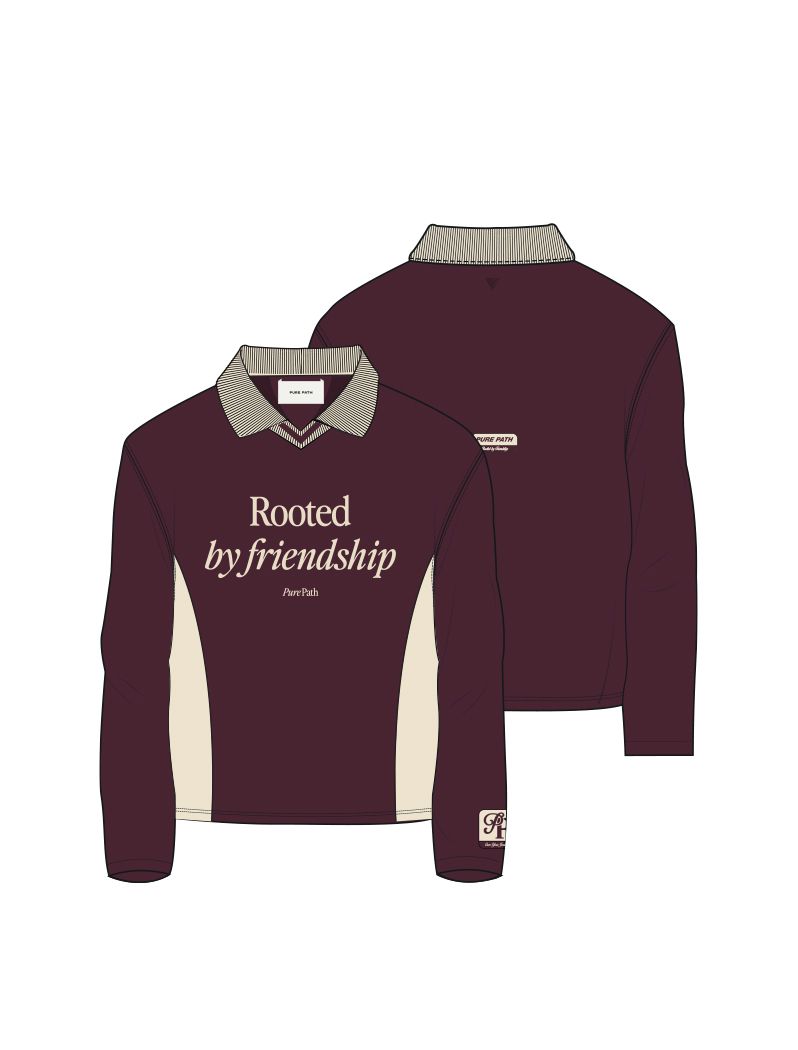 Pure Path Contrast Longsleeve Polo 107 wine red 00119382-EKA26015200000011