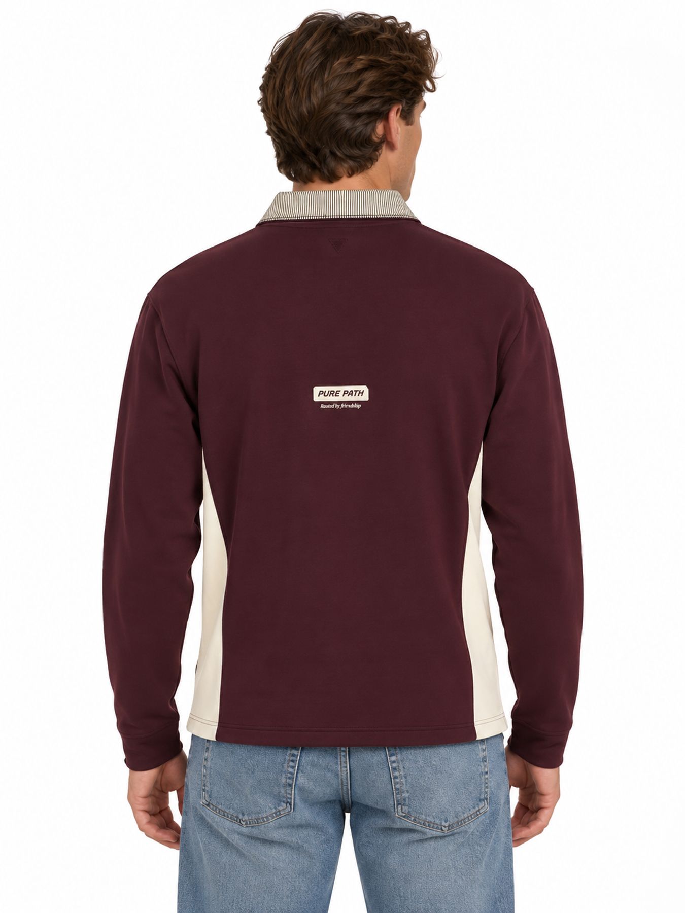 Pure Path Contrast Longsleeve Polo 107 wine red 2900168264031