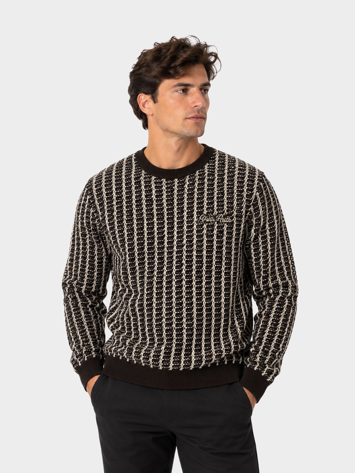 Pure Path Ladderstitch Sweater 96 dark brown 00119390-EKA26015200000012