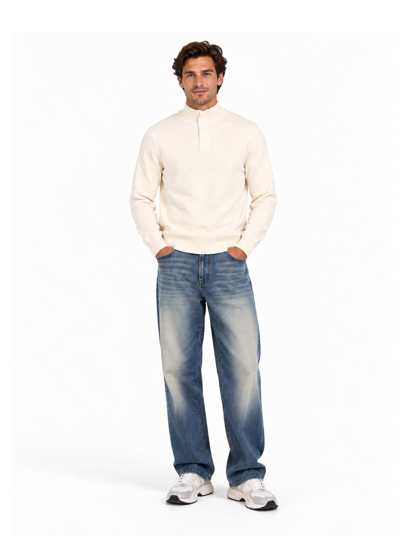 Pure Path Light weight Hidden Half-zip Knit 54 ecru 2900168275075