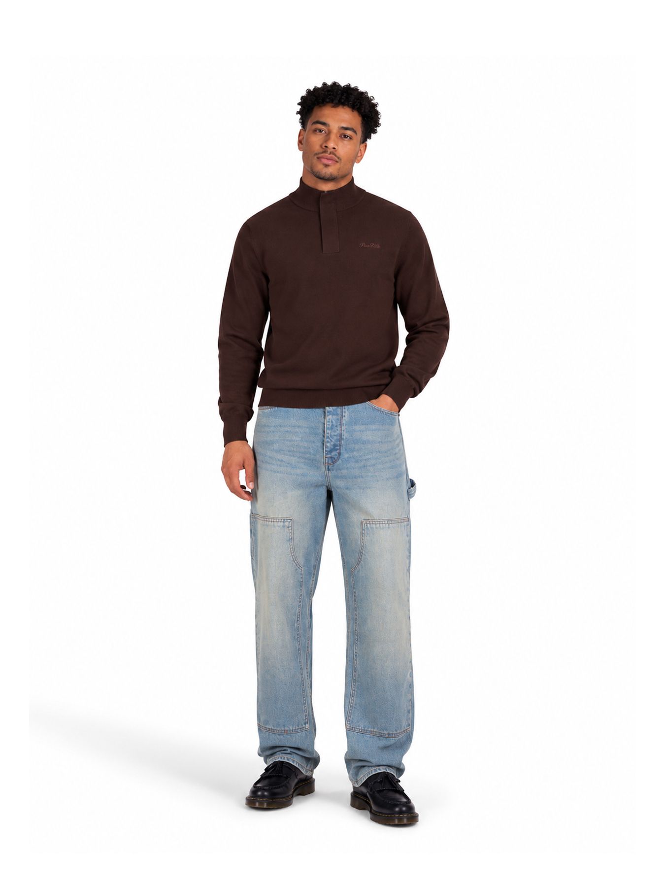 Pure Path Light weight Hidden Half-zip Knit 96 dark brown 2900168276072