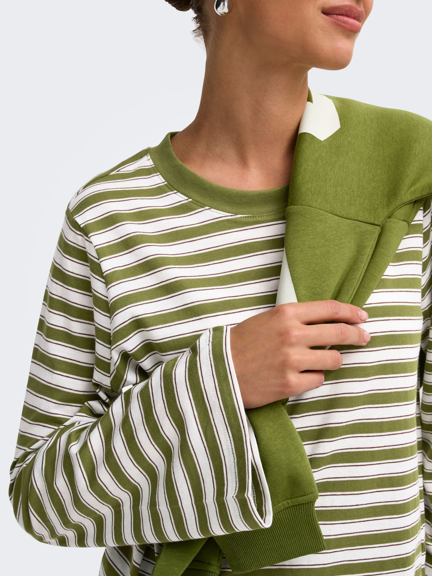 Only ONLLUNA HAPPY L/S O-NECK STRIPE TEE Avocado/MELANGE 2900168291037