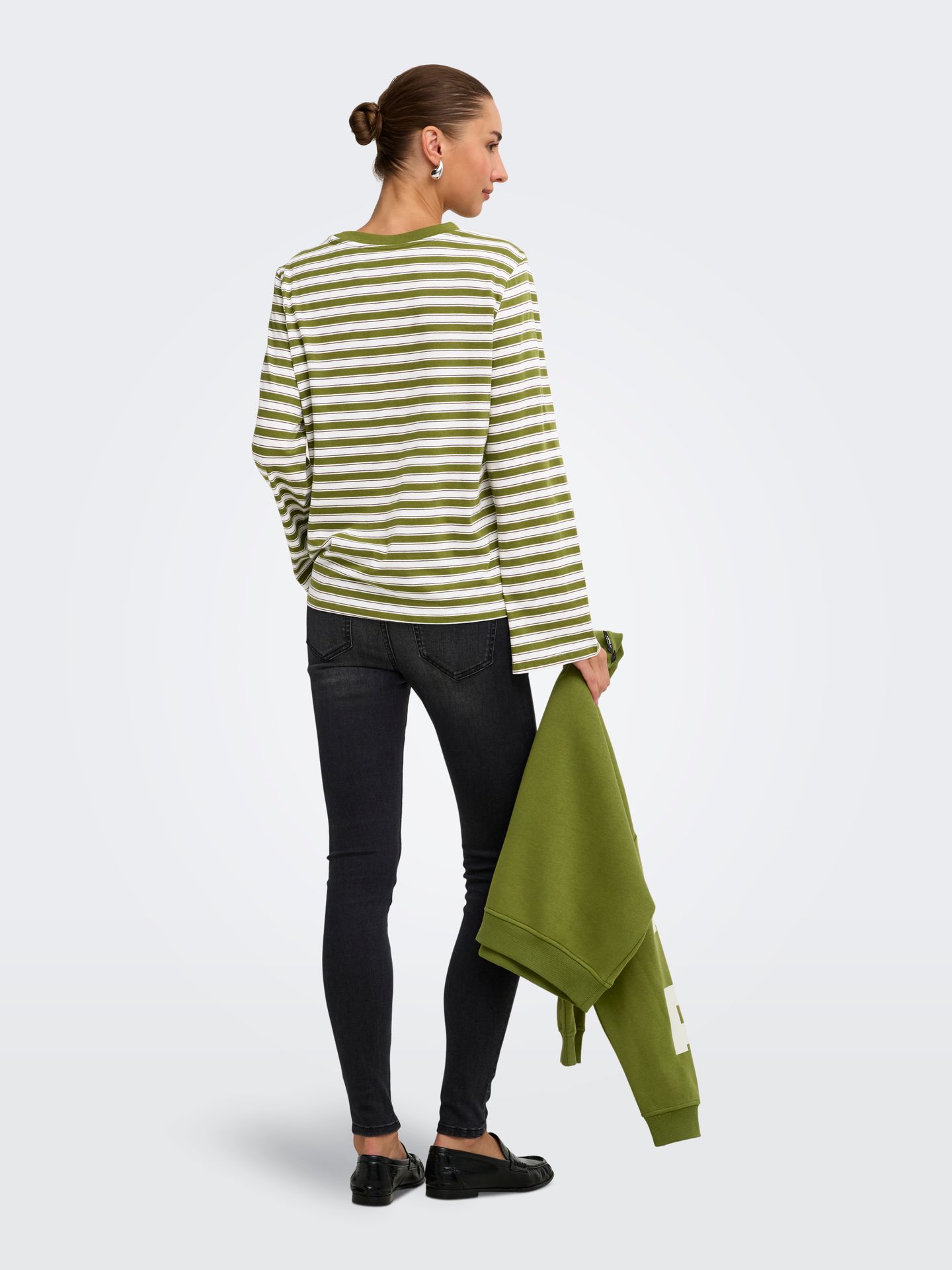 Only ONLLUNA HAPPY L/S O-NECK STRIPE TEE Avocado/MELANGE 2900168291037