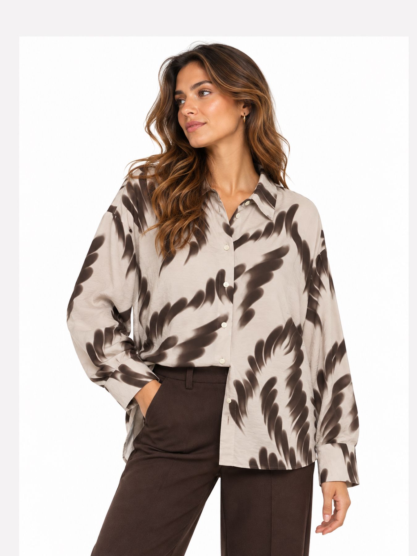 Vero Moda VMJOSS MAYA LS SHIRT WVN Pumice Stone/Silver Lurex 00119404-EKA26011400002532