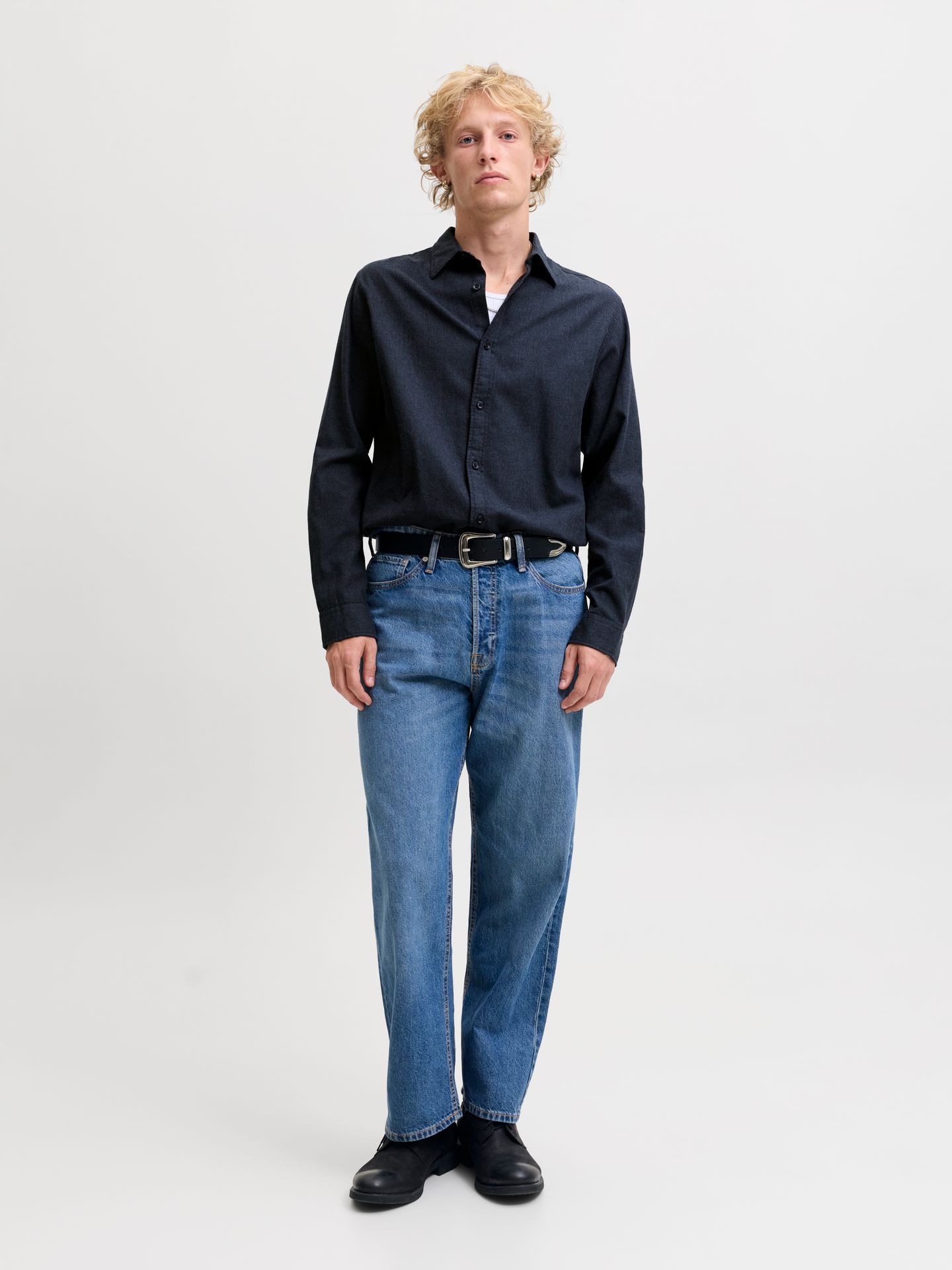 Jack & Jones JJEFIELD MELANGE SHIRT LS SN Navy Blazer 2900168314026