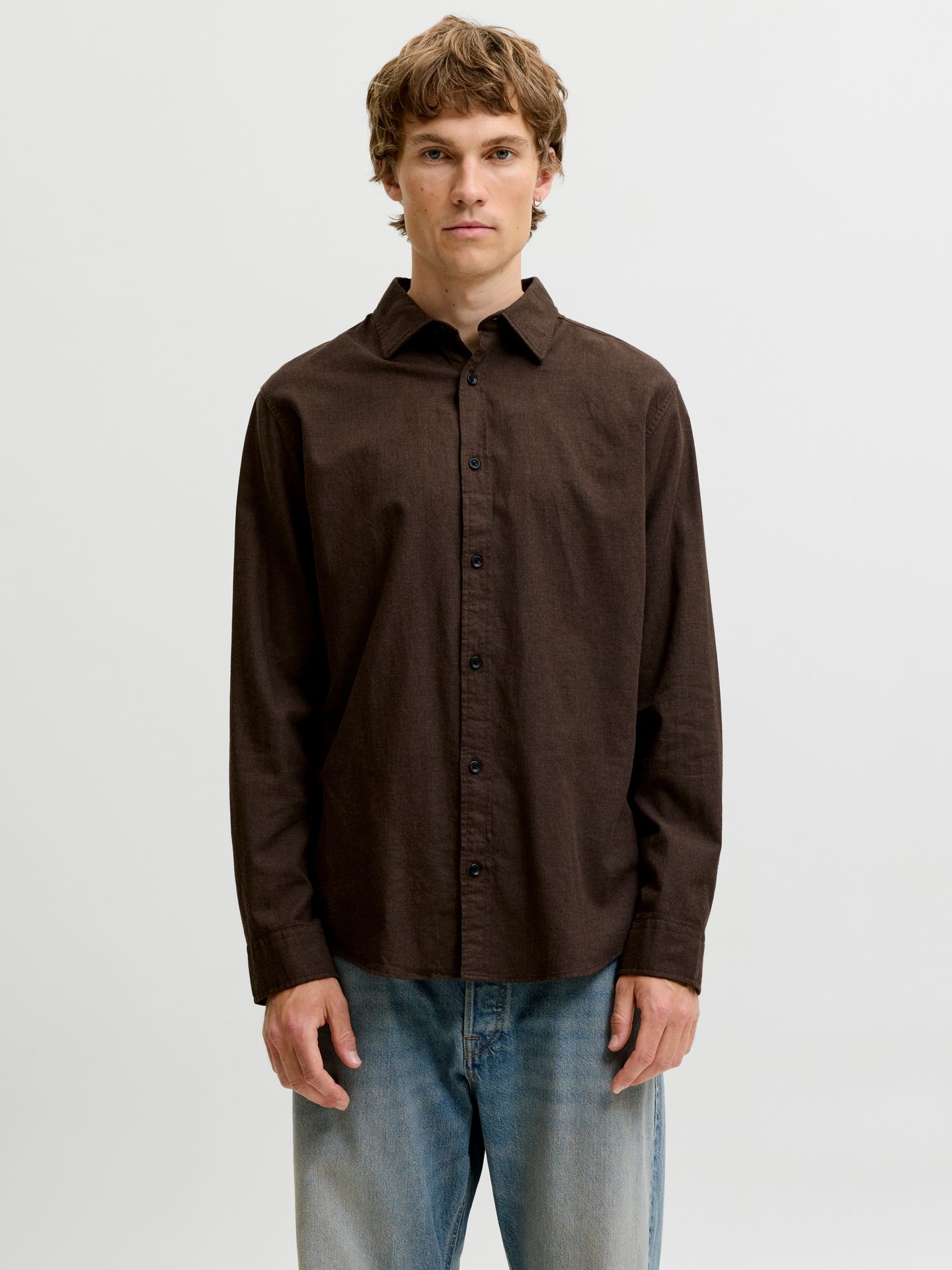 Jack & Jones JJEFIELD MELANGE SHIRT LS SN Mulch 2900168299033