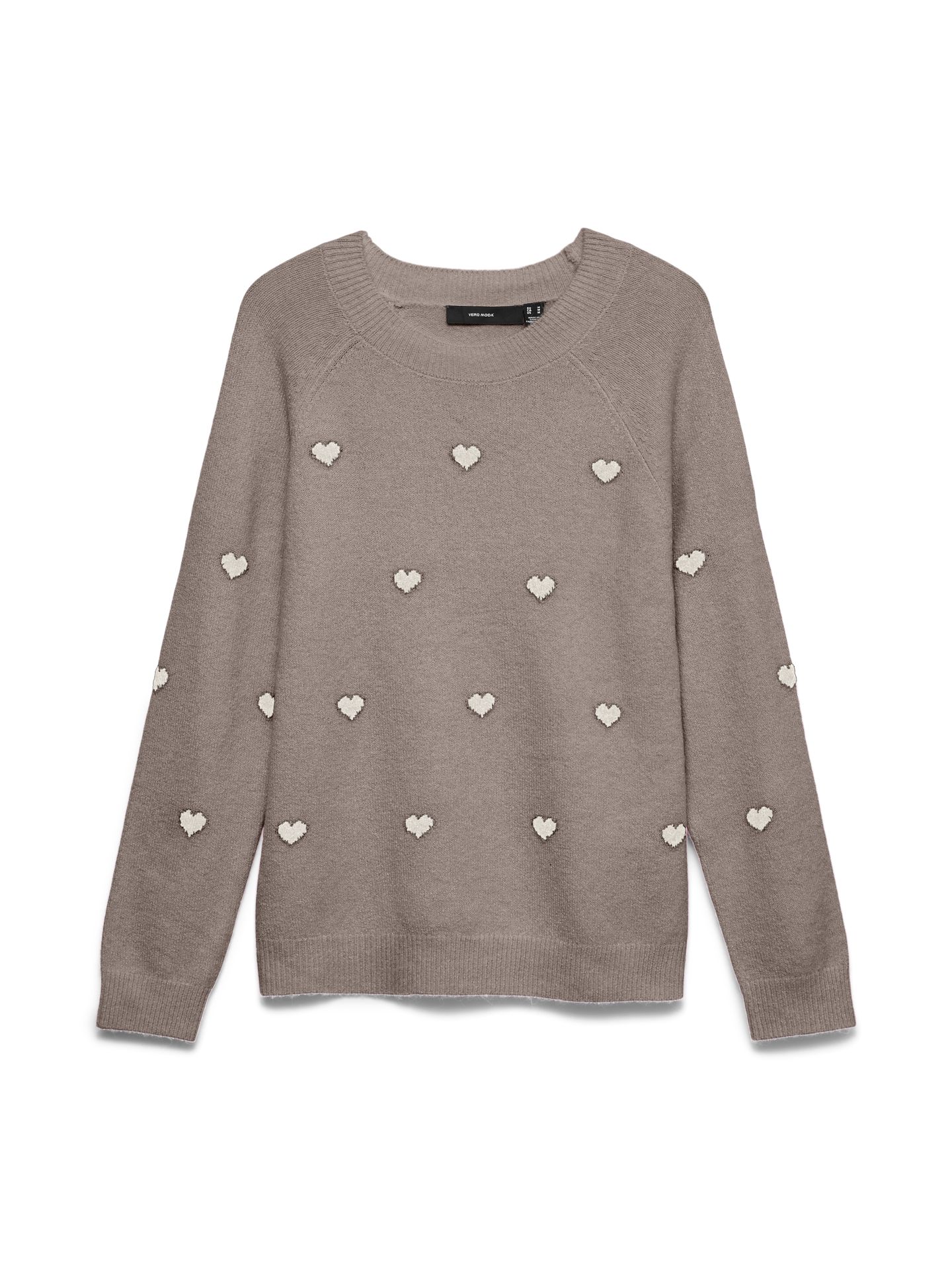 Vero Moda VMDOFFY INTARSIA LS O-NCK PULLOV GA Moon Rock/W. BLACK BOWS 00119408-EKA26011400002991