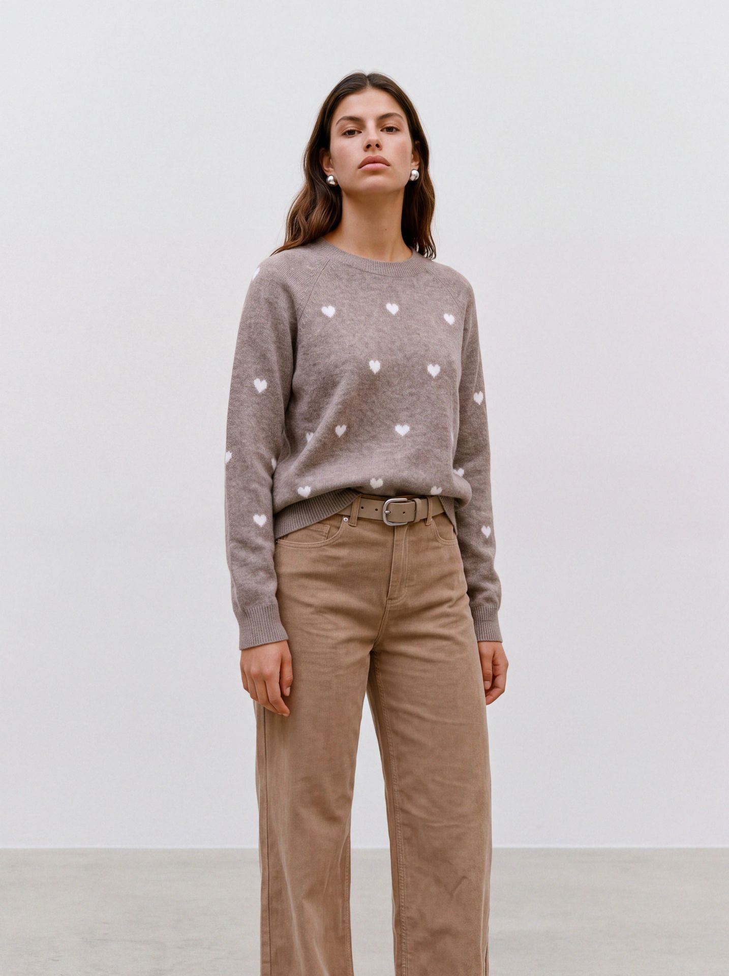 Vero Moda VMDOFFY INTARSIA LS O-NCK PULLOV GA Moon Rock/W. BLACK BOWS 00119408-EKA26011400002991