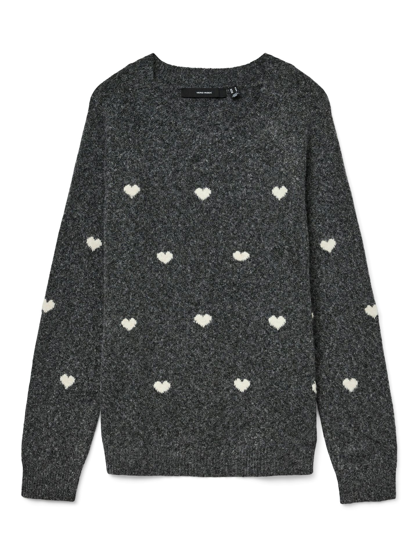 Vero Moda VMDOFFY INTARSIA LS O-NCK PULLOV GA Dark Grey Melange/W. BIRCH 00119408-EKA26011400003094