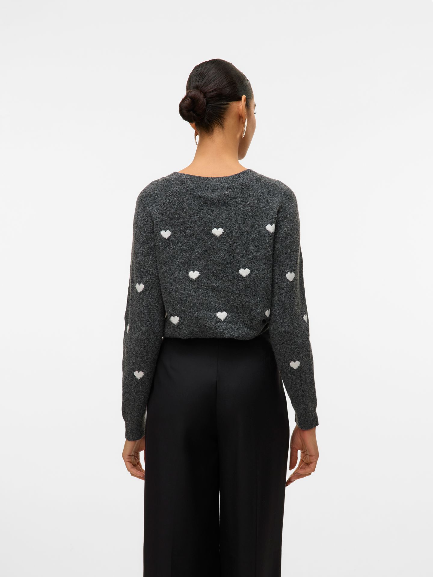 Vero Moda VMDOFFY INTARSIA LS O-NCK PULLOV GA Dark Grey Melange/W. BIRCH 2900168327019