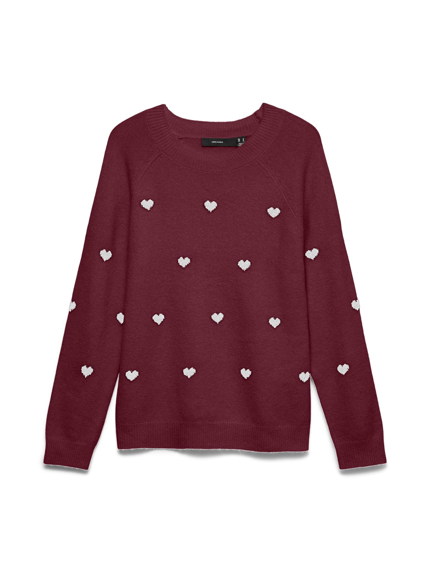 Vero Moda VMDOFFY INTARSIA LS O-NCK PULLOV GA Windsor Wine/W. WHITE HEARTS 00119408-EKA26011400003655