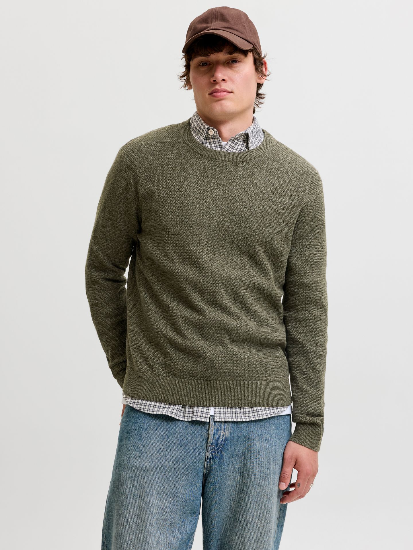 Jack & Jones JJERYDER KNIT CREW NECK NOOS Rosin/BLACK BLOCKING 2900168339050