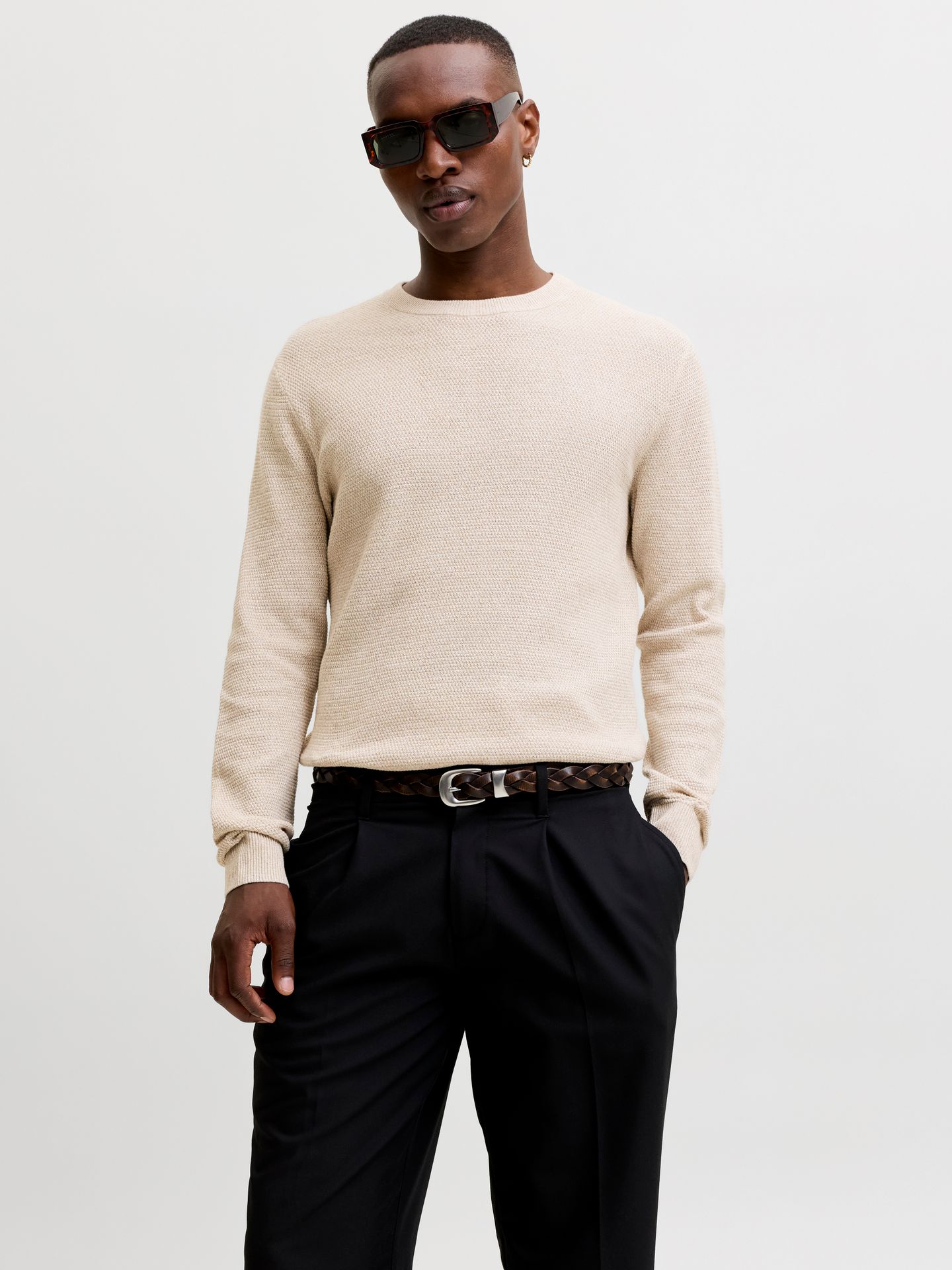 Jack & Jones JJERYDER KNIT CREW NECK NOOS Greige/COMFORT FIT 2900168337025