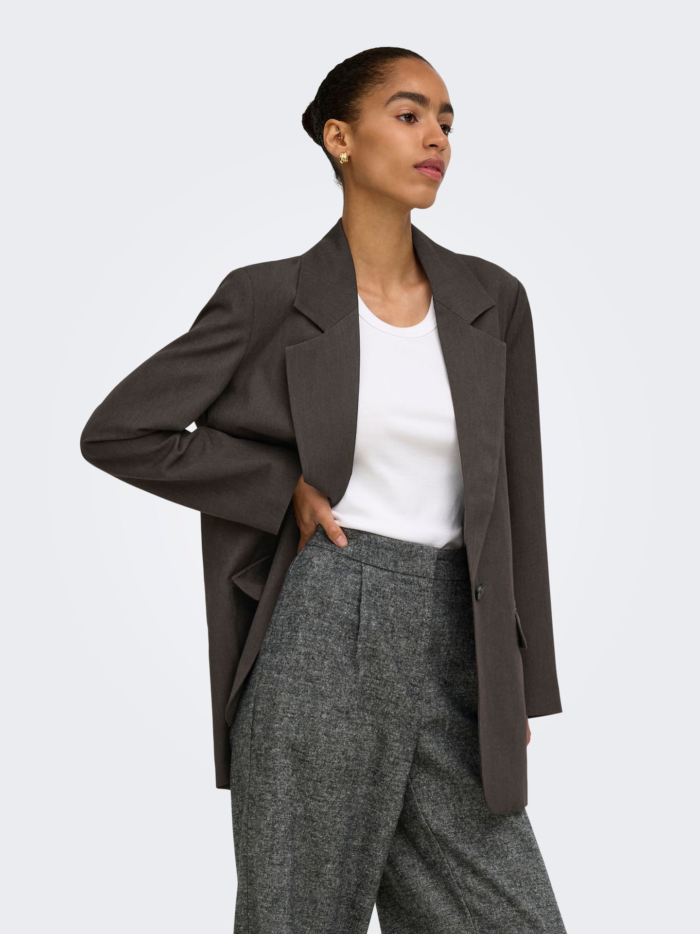 Only ONLHATTIE-LANA OVERS MEL BLAZER TLR Chocolate Torte/CLOUD DANCER 2900168342012