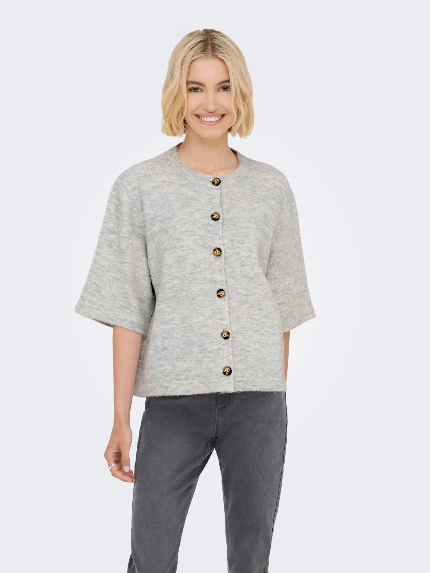 Only ONLCAMILLA S/S CARDIGAN KNT NOOS Light Grey Melange 2900168346041