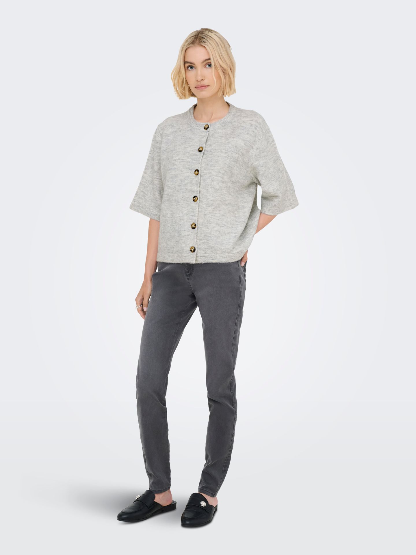 Only ONLCAMILLA S/S CARDIGAN KNT NOOS Light Grey Melange 2900168346041