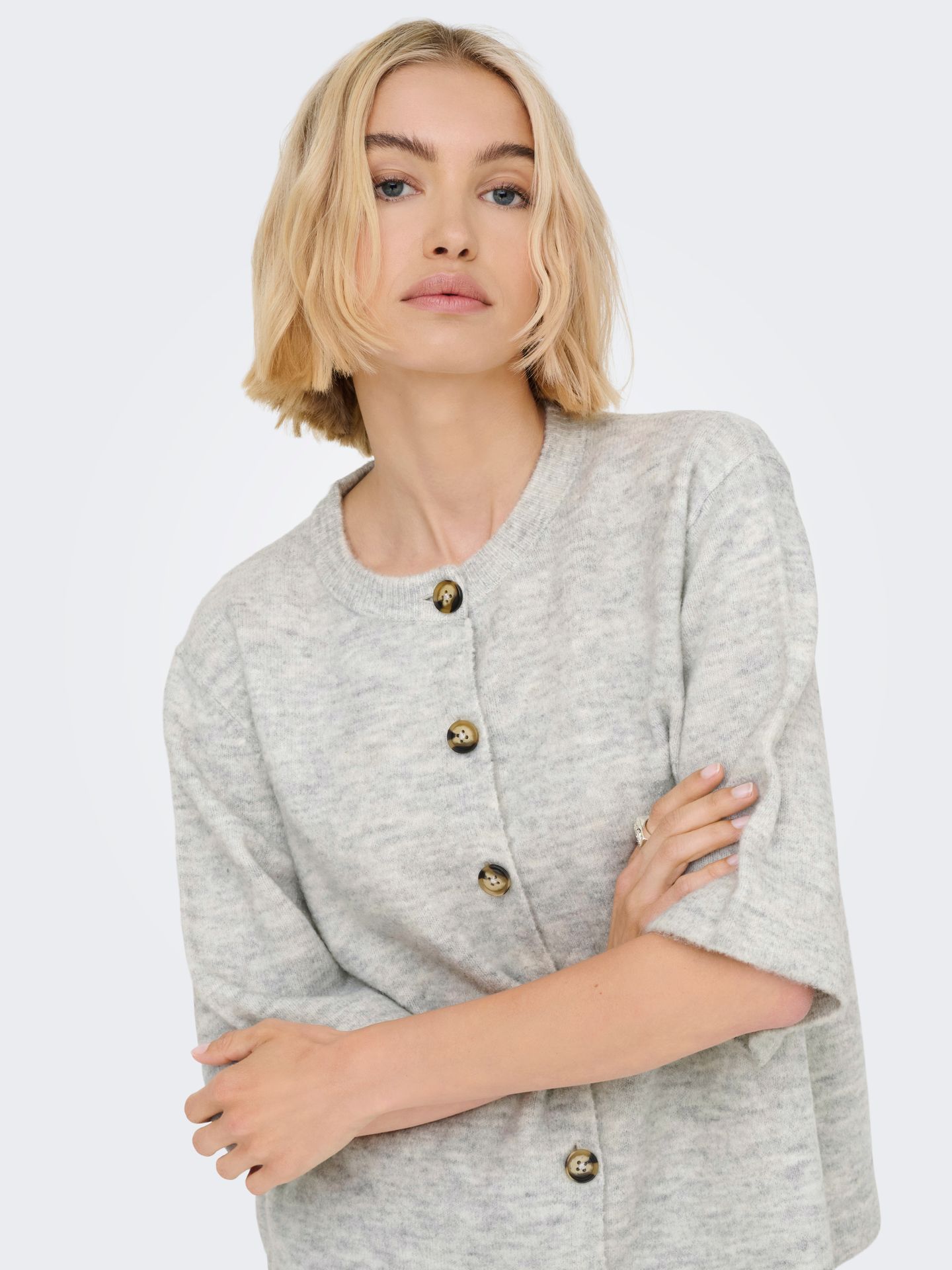 Only ONLCAMILLA S/S CARDIGAN KNT NOOS Light Grey Melange 2900168346041