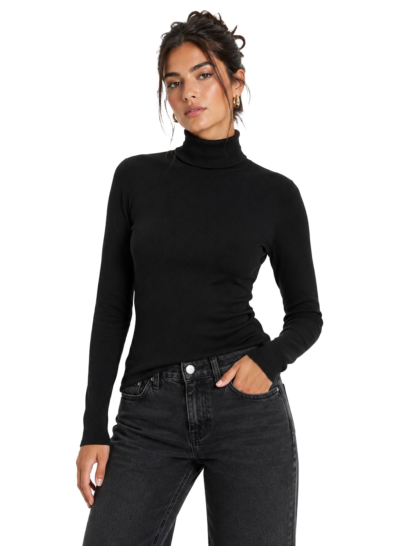 Only ONLGLAMOUR L/S ROLL-NECK TOP JRS NO Black 00119476-EKA26011400000004