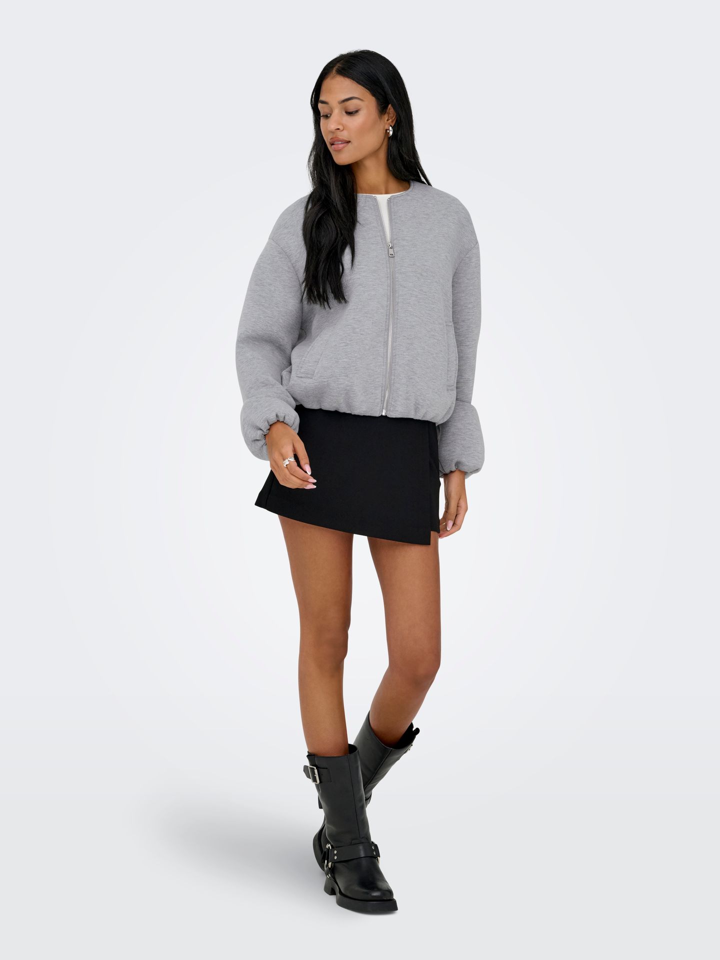 Only ONLELLIE SCUBA JACKET OTW NOOS Medium Grey Melange 2900168487027