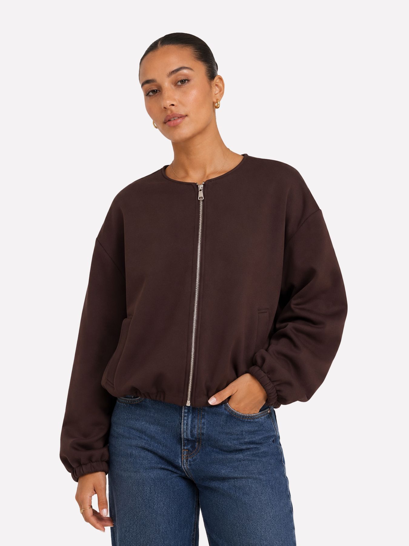 Only ONLELLIE SCUBA JACKET OTW NOOS Coffee Bean 00119483-EKA26011400003147