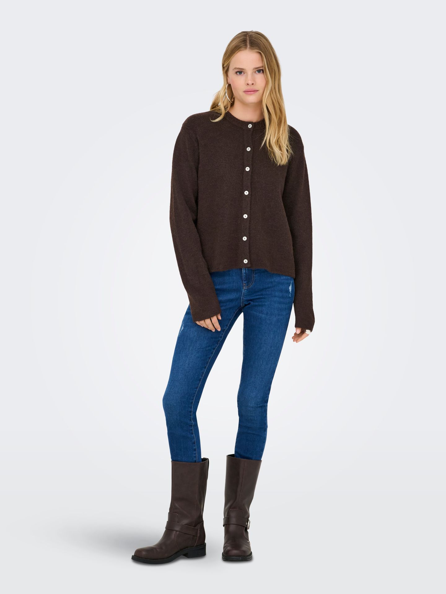 Only ONLSIMONI L/S O-NECK CARDIGAN KNT N Coffee Bean/Los Angeles - Californi 2900168500054