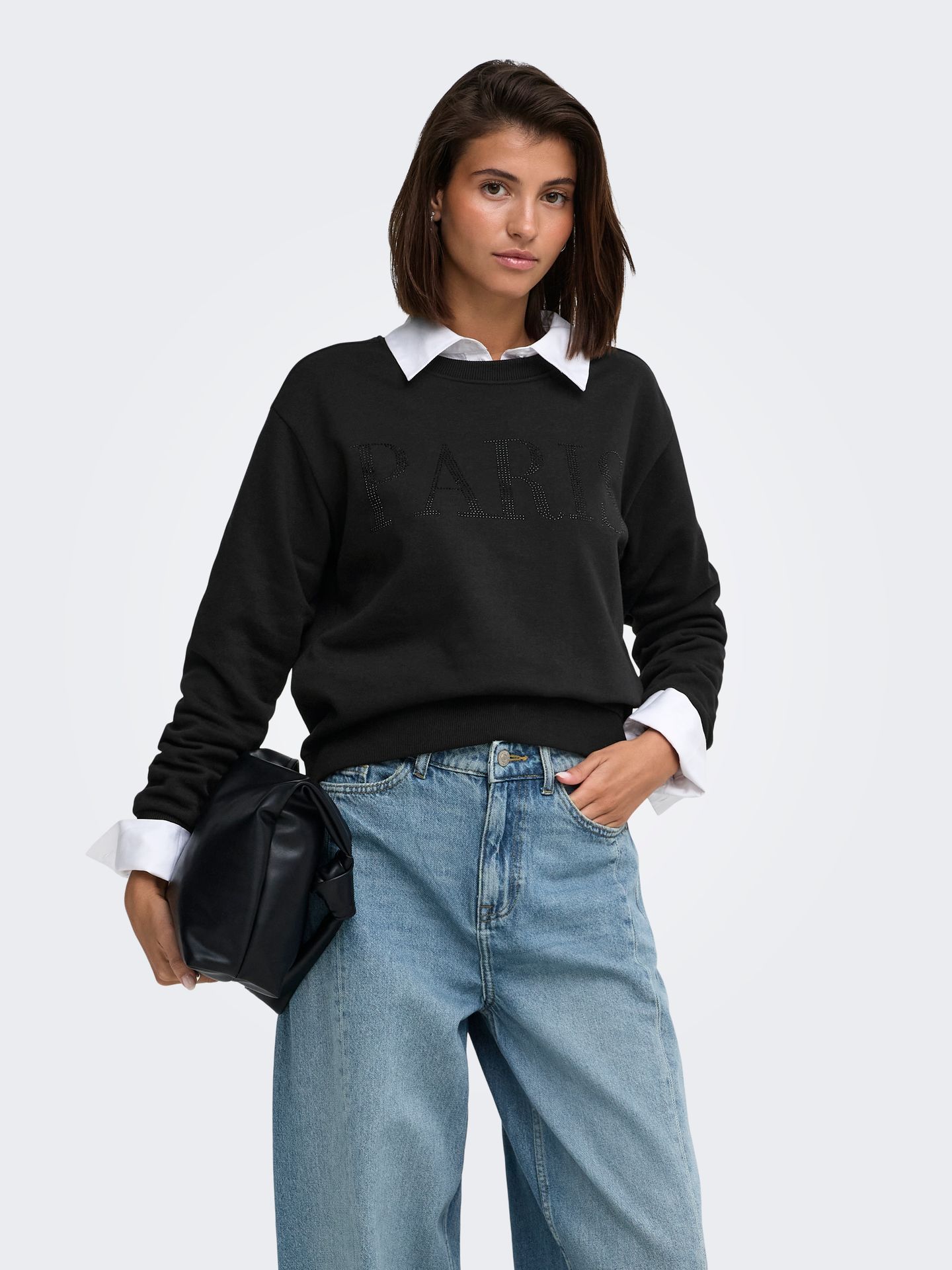 Only JDYPARIS L/S EMB SWEAT JRS NOOS Black/GLITTER PARIS TNT EMB 2900168492069