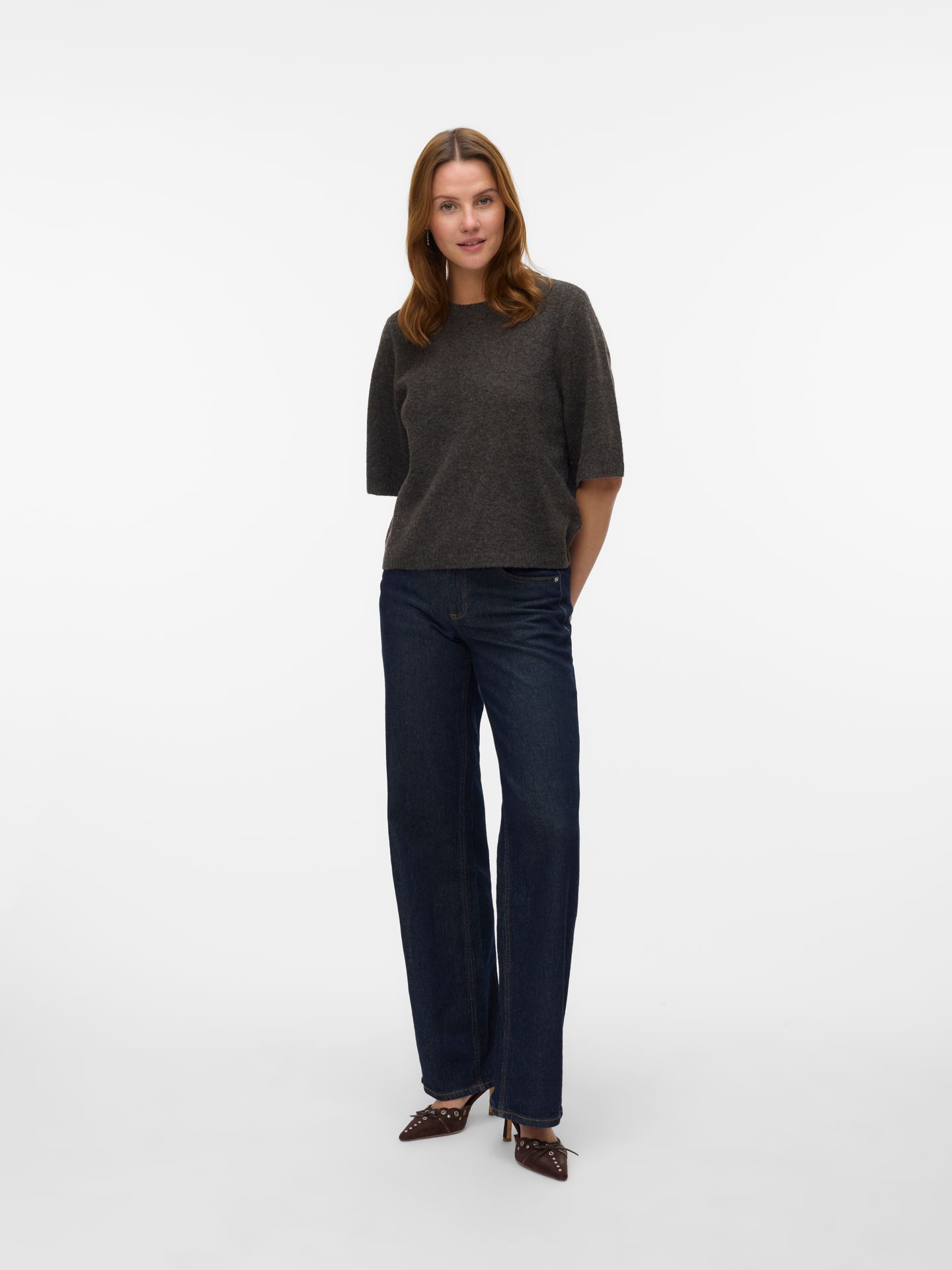 Vero Moda VMBOOM 2/4 O-NK OVERSIZE PULLOVE GA Chocolate Torte/MELANGE 00119497-EKA26011400003157