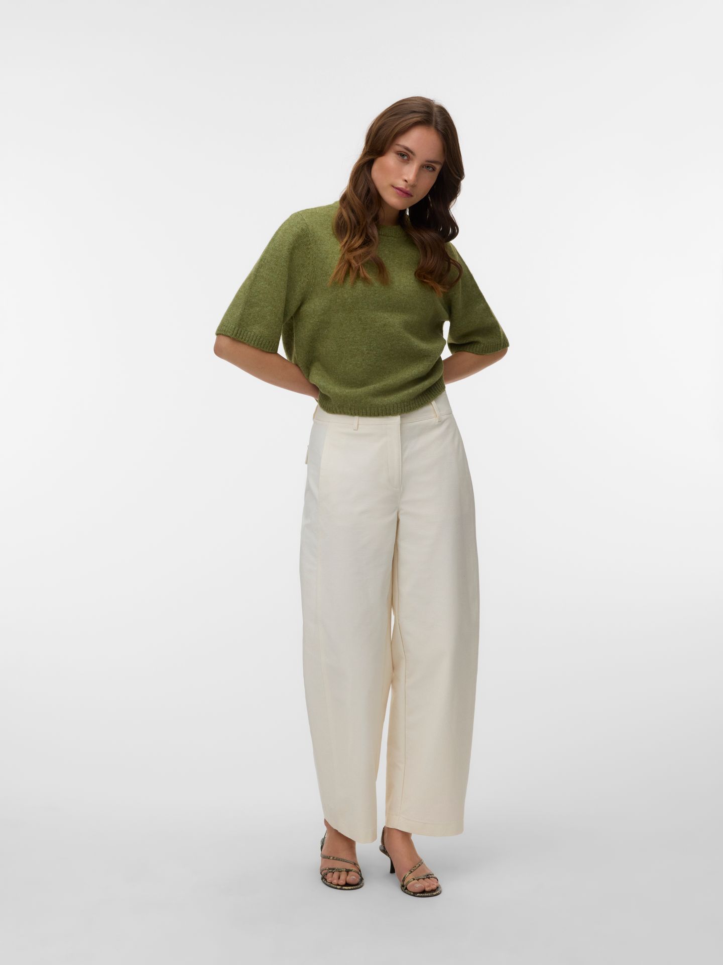 Vero Moda VMBOOM 2/4 O-NK OVERSIZE PULLOVE GA Sphagnum/MELANGE 2900168534066
