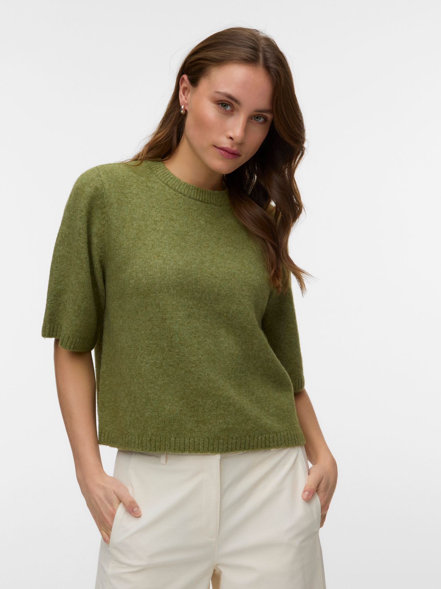 Vero Moda VMBOOM 2/4 O-NK OVERSIZE PULLOVE GA Sphagnum/MELANGE 2900168534066