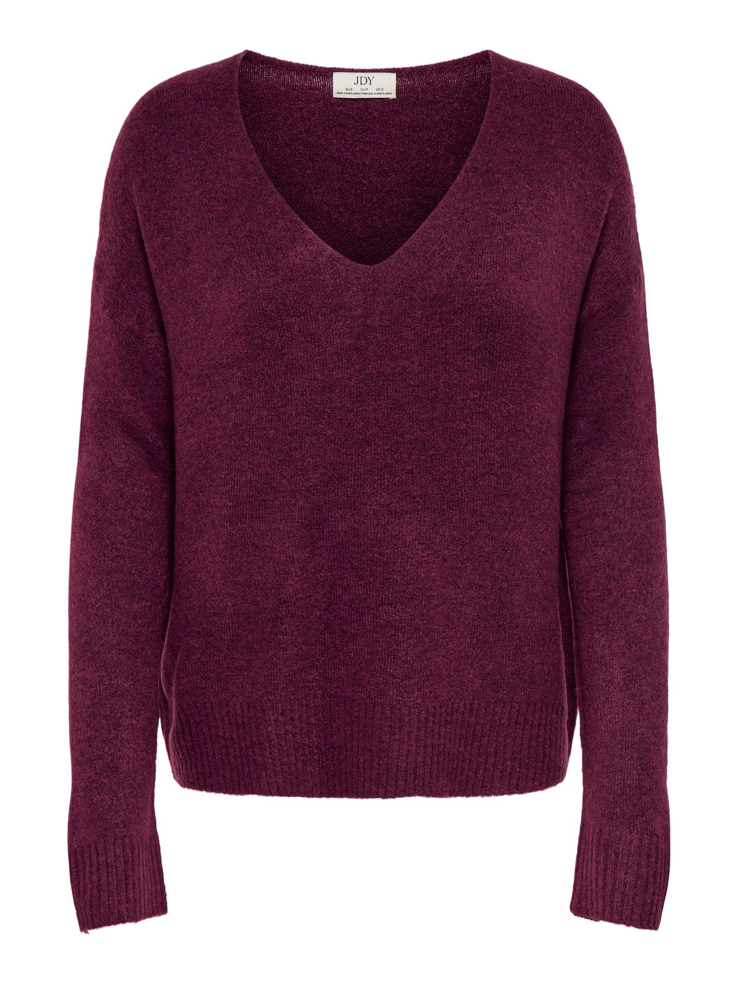 JDY JDYELANORA L/S V-NECK PULLO. KNT NO Windsor Wine/BLACK BUTTONS 00119500-EKA26011400003579