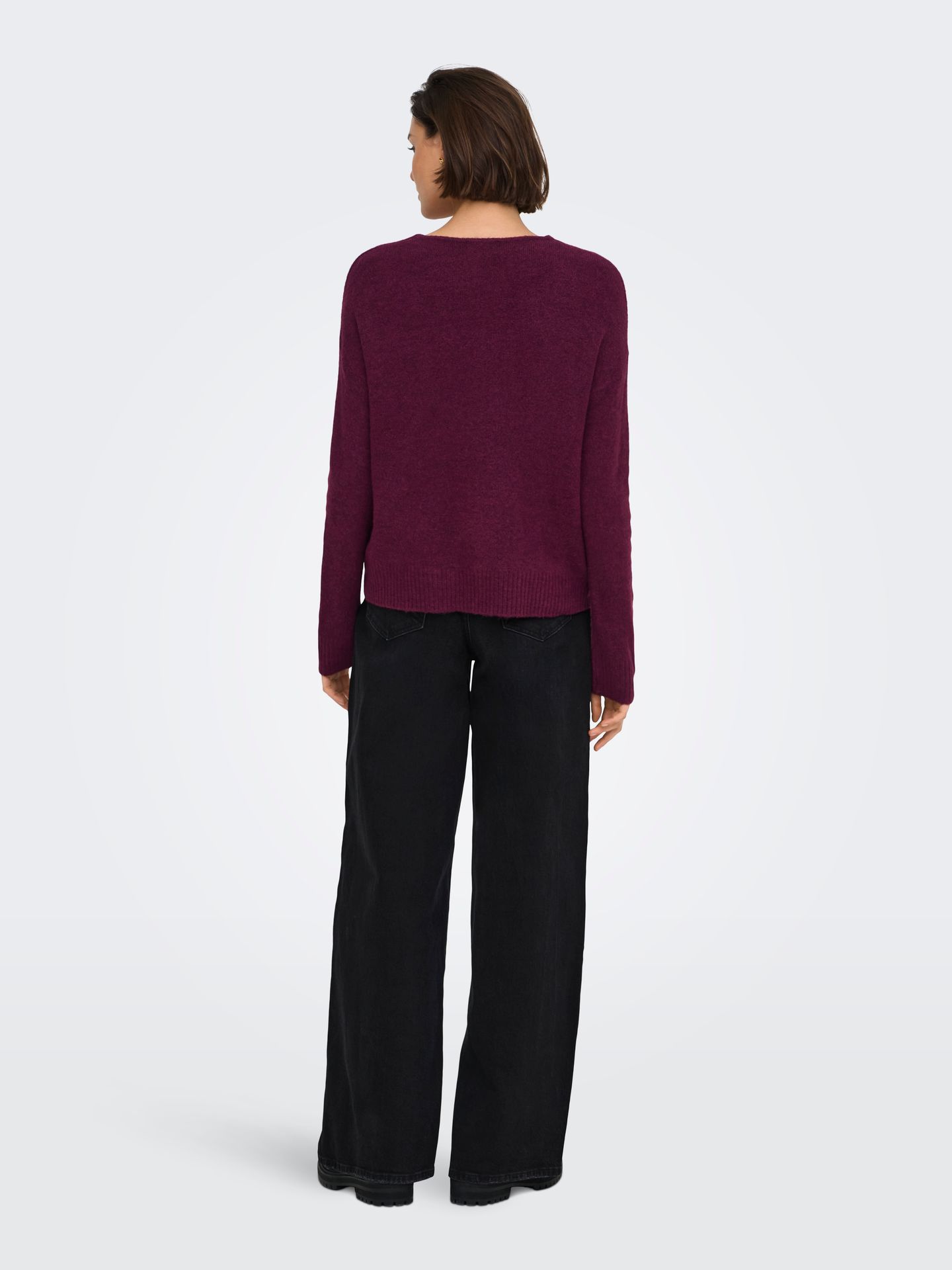 JDY JDYELANORA L/S V-NECK PULLO. KNT NO Windsor Wine/BLACK BUTTONS 2900168533014