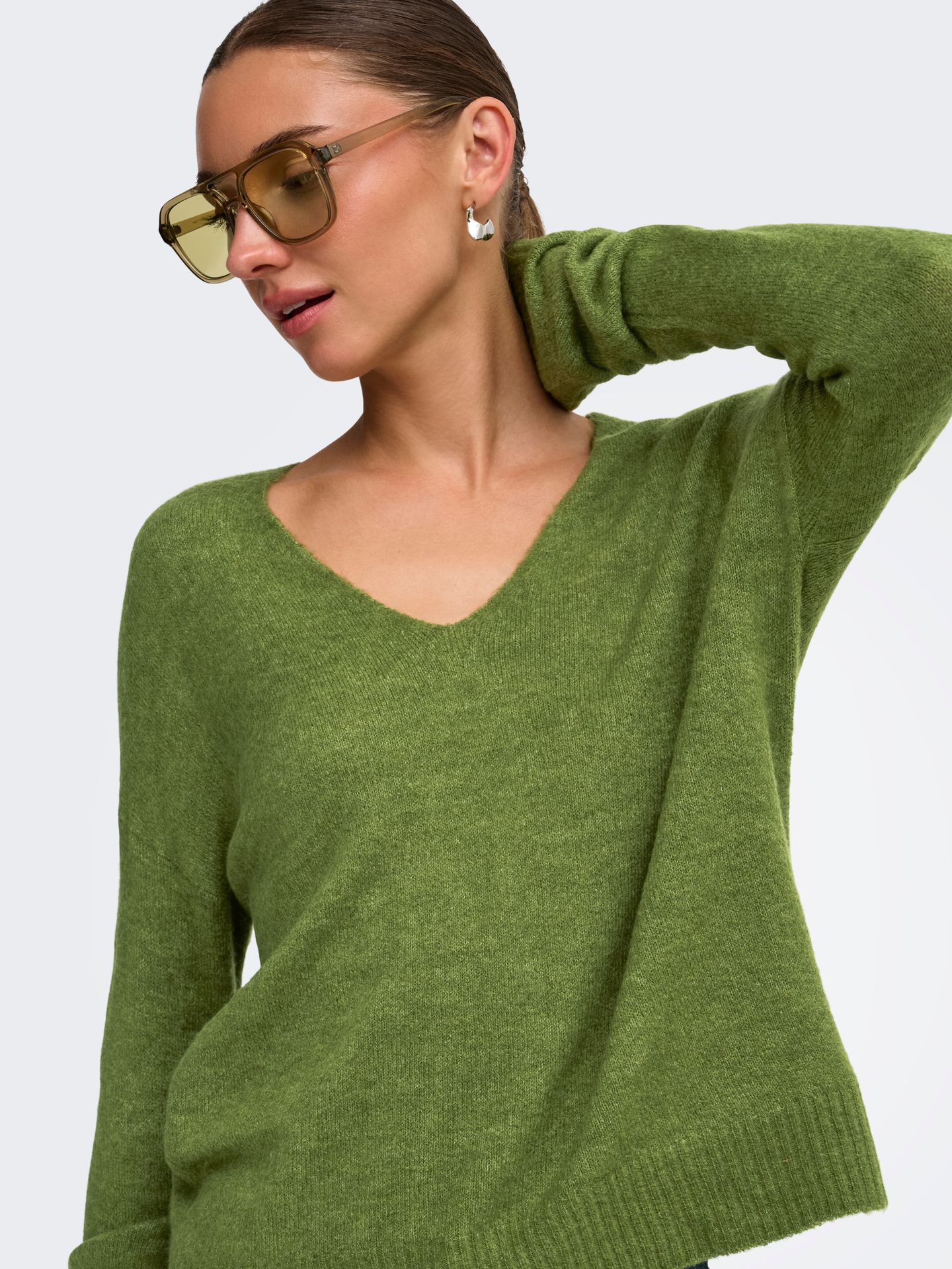 JDY JDYELANORA L/S V-NECK PULLO. KNT NO Cedar Green/MELANGE 2900168532048