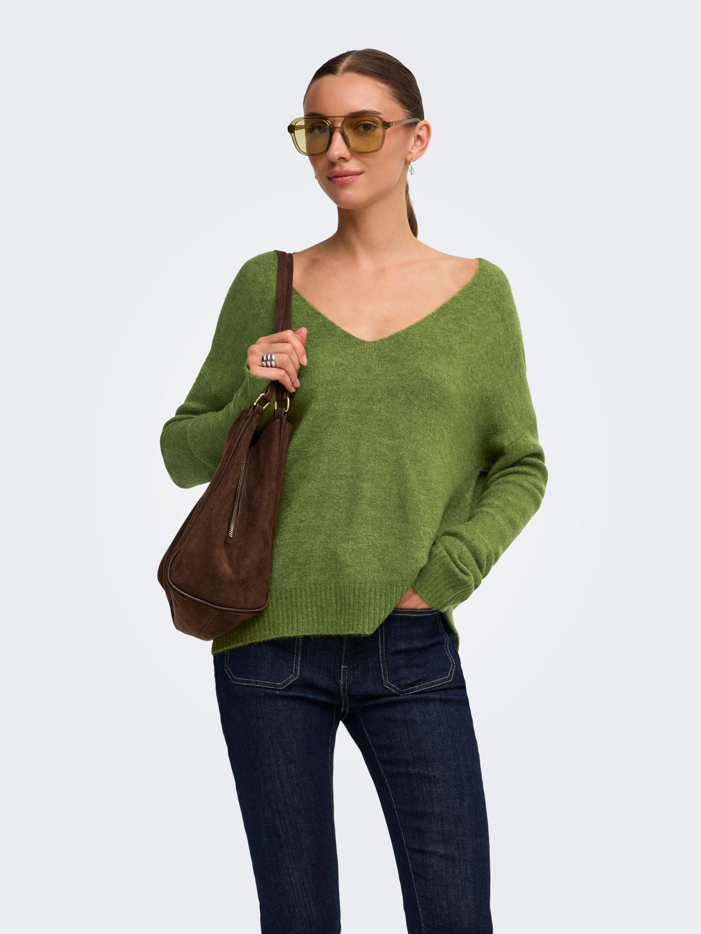 JDY JDYELANORA L/S V-NECK PULLO. KNT NO Cedar Green/MELANGE 2900168532048