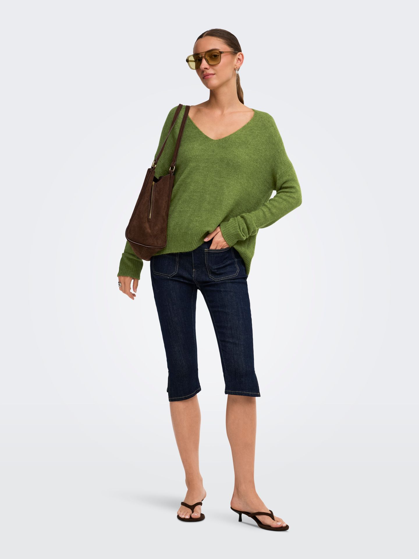JDY JDYELANORA L/S V-NECK PULLO. KNT NO Cedar Green/MELANGE 2900168532048