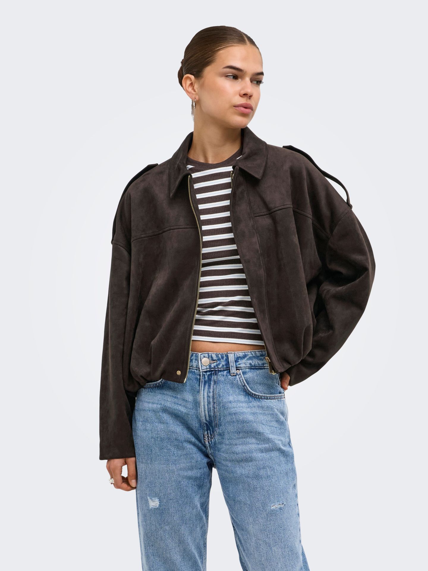 Only ONLMOON-STINA FAUX SUEDE BOMBER PNT Chocolate Torte 2900168539030