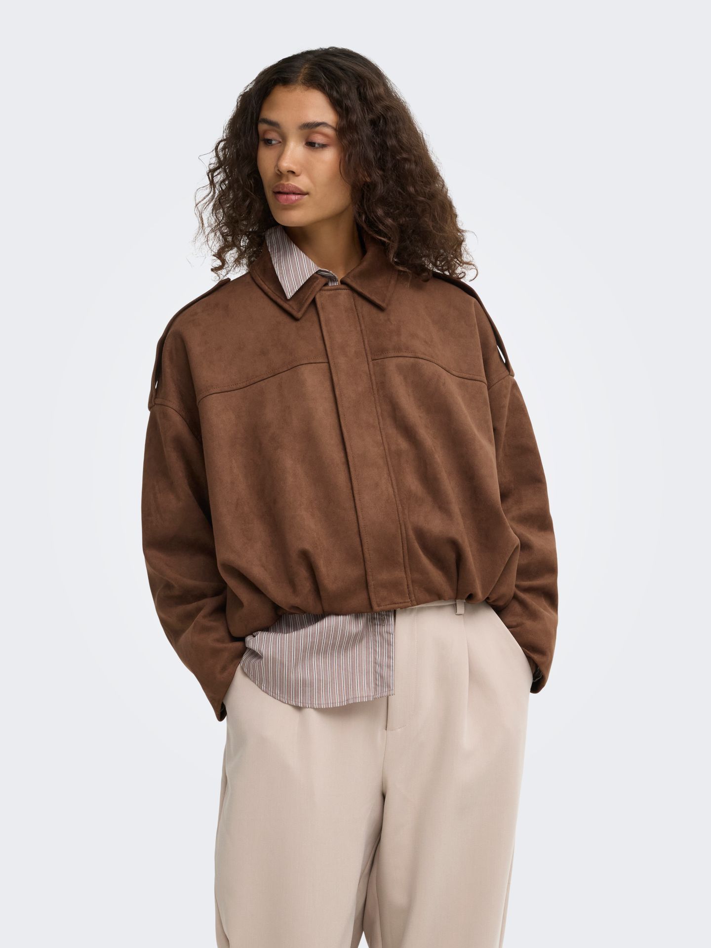 Only ONLMOON-STINA FAUX SUEDE BOMBER PNT Soft Silt 2900168540029