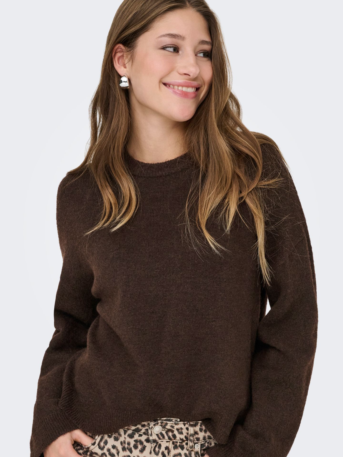 Only ONLSIMONI L/S O-NECK PULLOVER KNT N Coffee Bean/Los Angeles - Californi 2900168549053