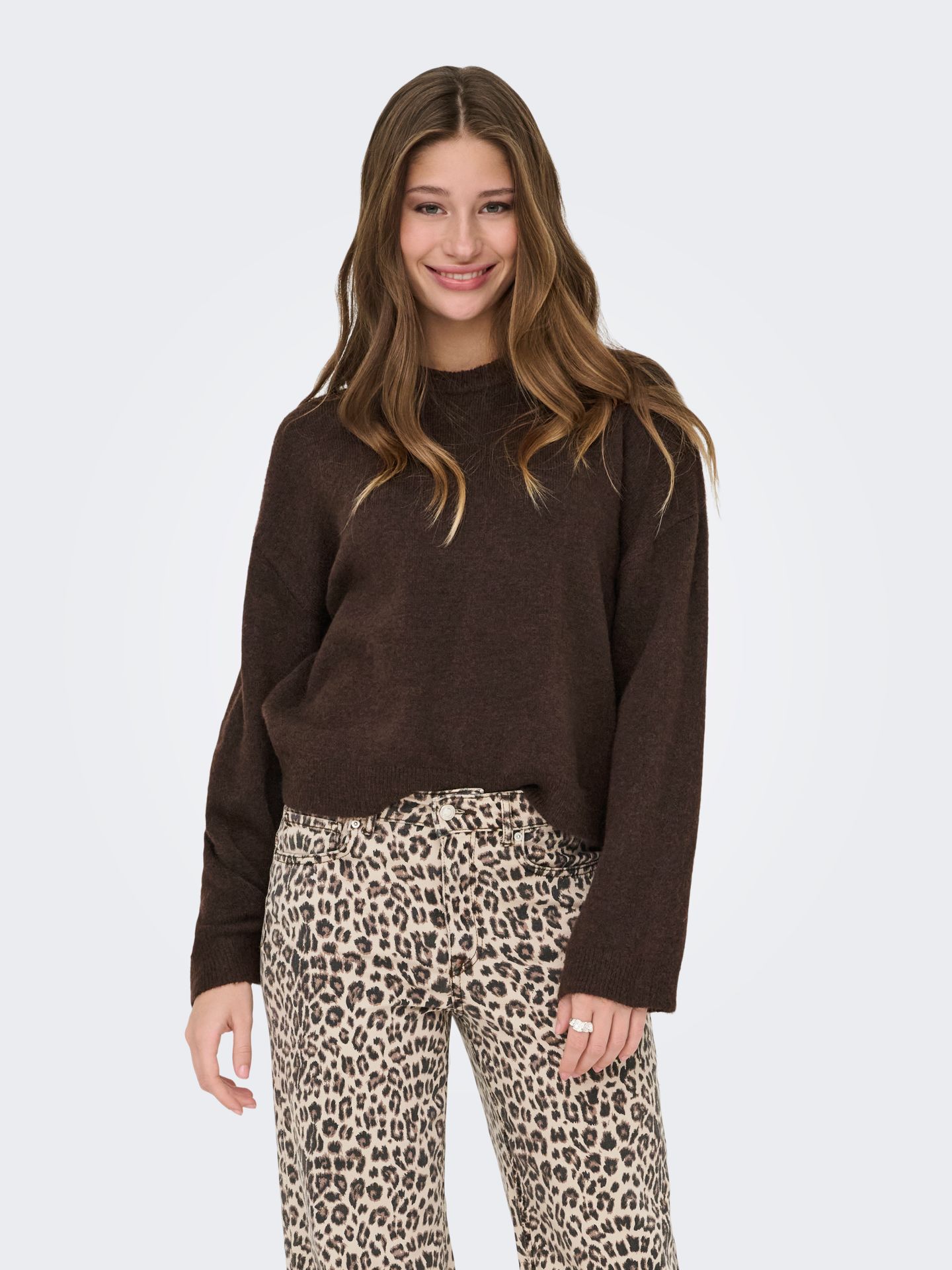 Only ONLSIMONI L/S O-NECK PULLOVER KNT N Coffee Bean/Los Angeles - Californi 2900168549053