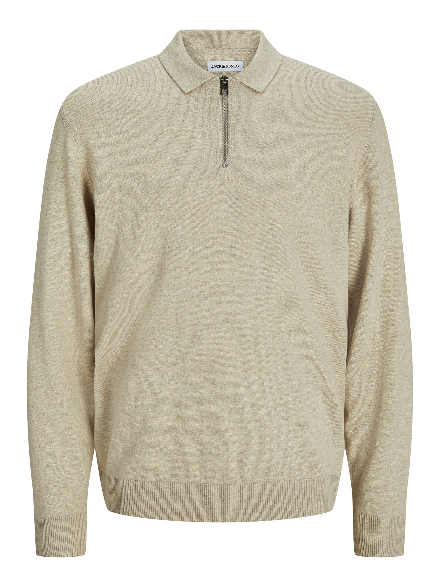 Jack & Jones JJEEMIL KNIT POLO HALF ZIP LS NOOS Oatmeal/Melange 00119509-EKA26011400001959