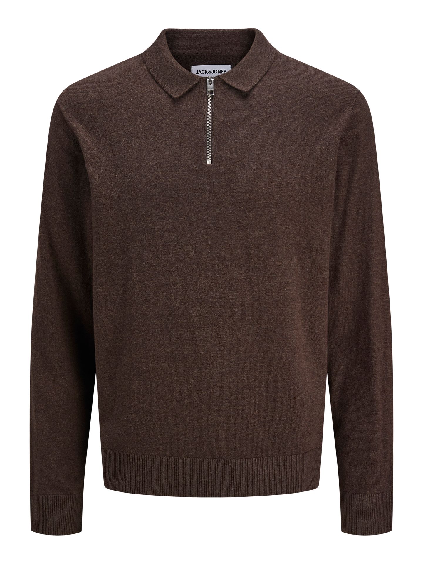 Jack & Jones JJEEMIL KNIT POLO HALF ZIP LS NOOS Mulch/TWIST 00119509-EKA26011400003673
