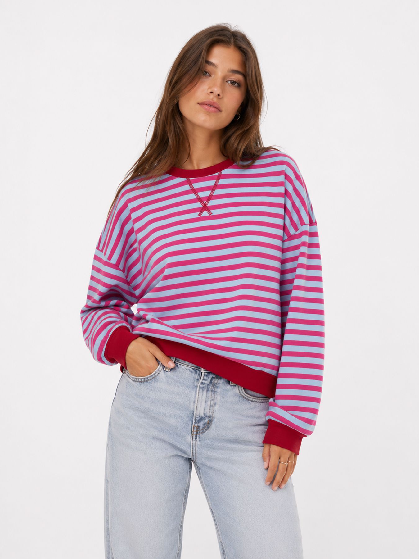 Only ONLFREJA L/S LOOSE TOP CS JRS Scooter/Ballad blue w. contrast fuc 00119510-EKA26011400003675