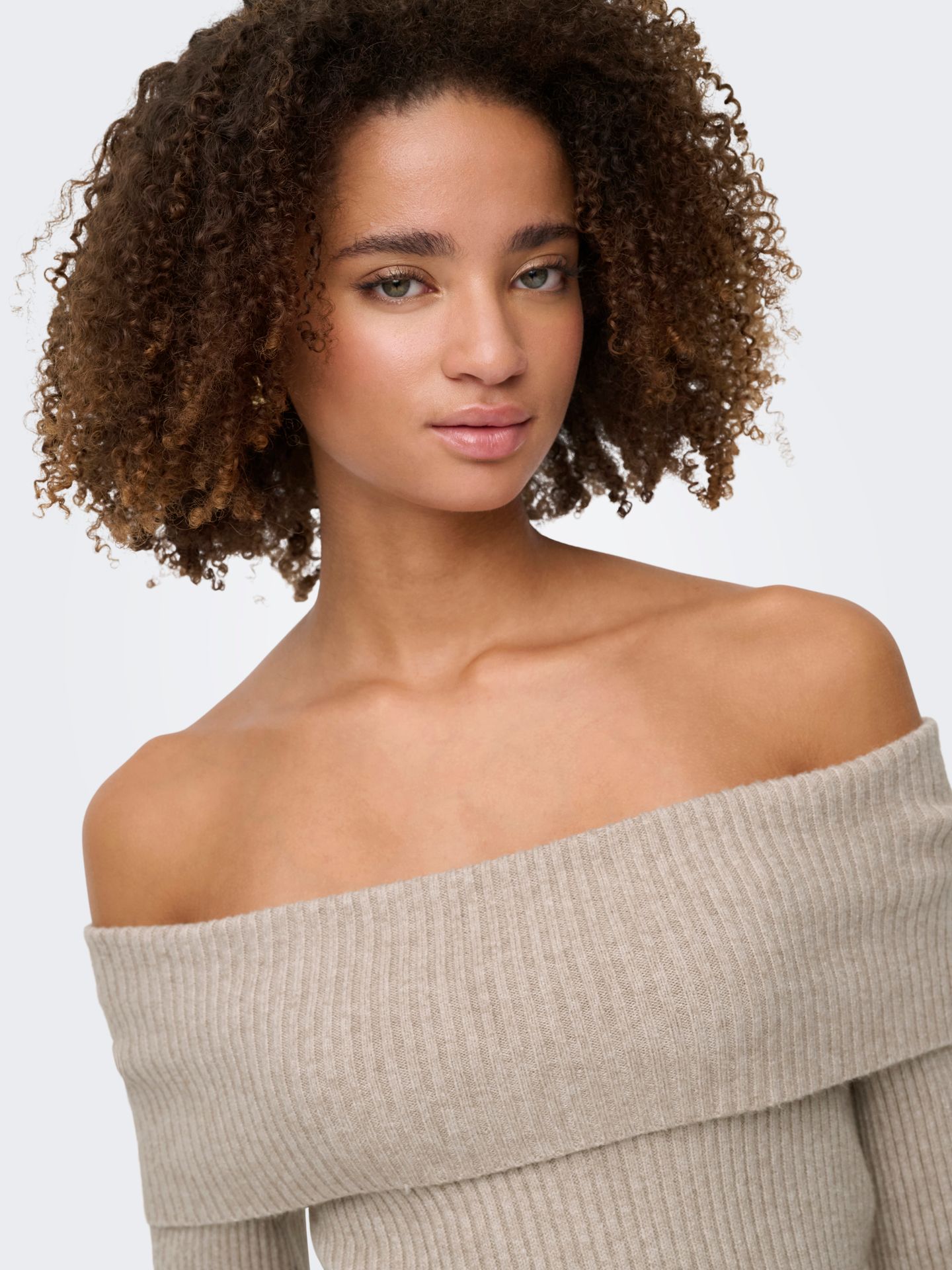 Only ONLKATIA LS OFF SHOULDER KNT NOOS Mocha Meringue/W. MELANGE 2900169560019
