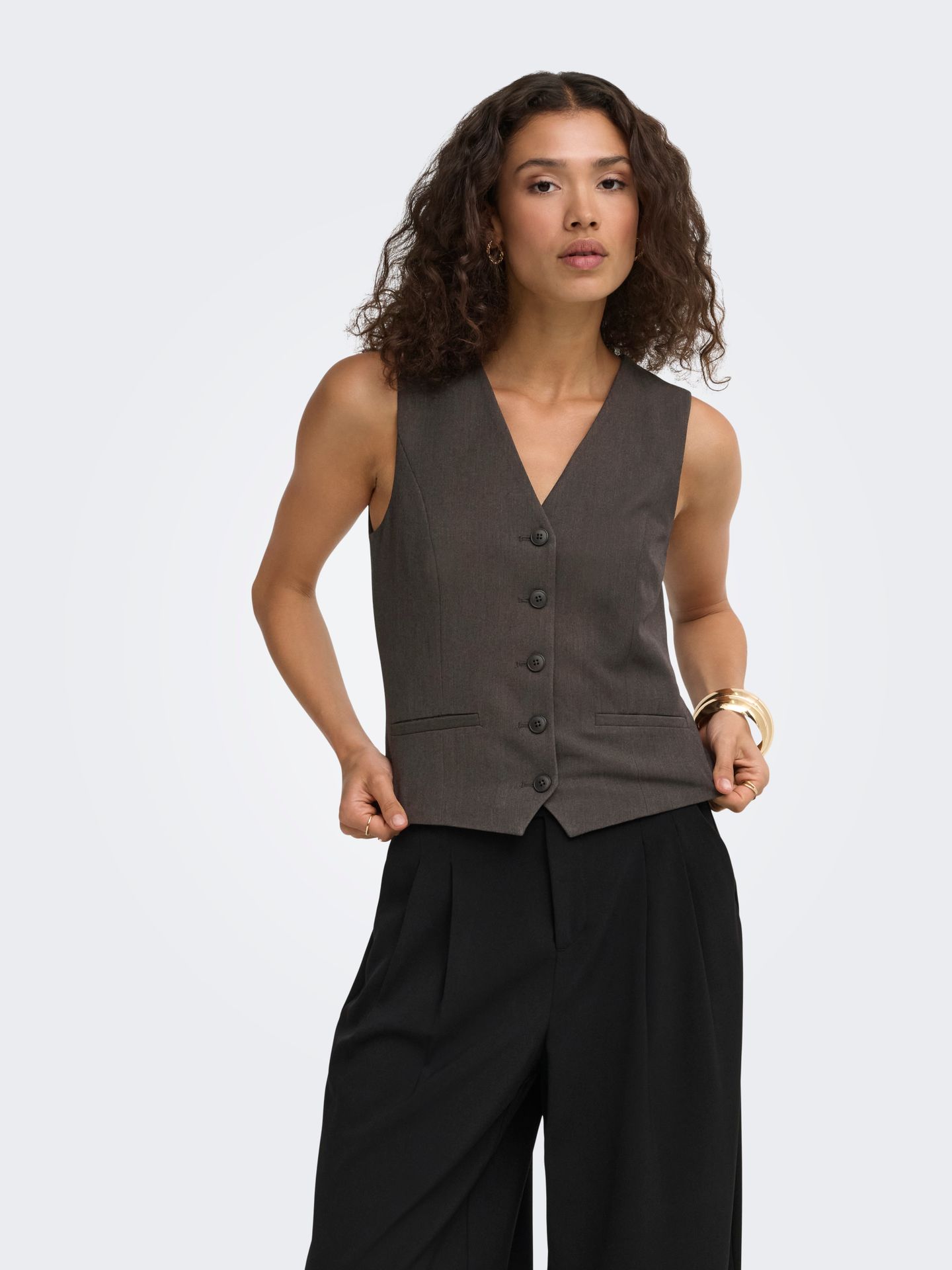 Only ONLIRIS-HATTIE WAISTCOAT TLR NOOS Chocolate Torte/CLOUD DANCER 2900168601041