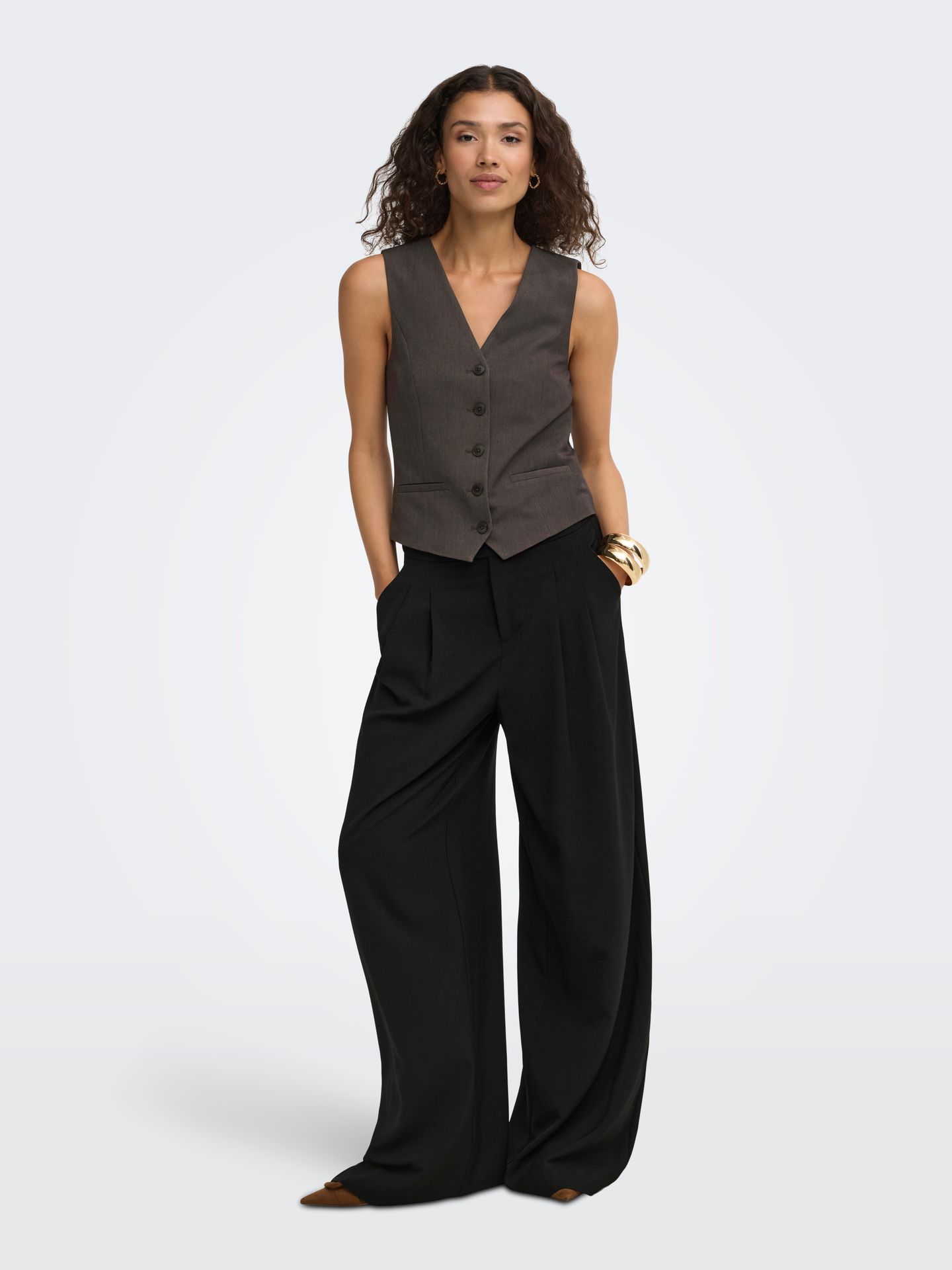 Only ONLIRIS-HATTIE WAISTCOAT TLR NOOS Chocolate Torte/CLOUD DANCER 2900168601041